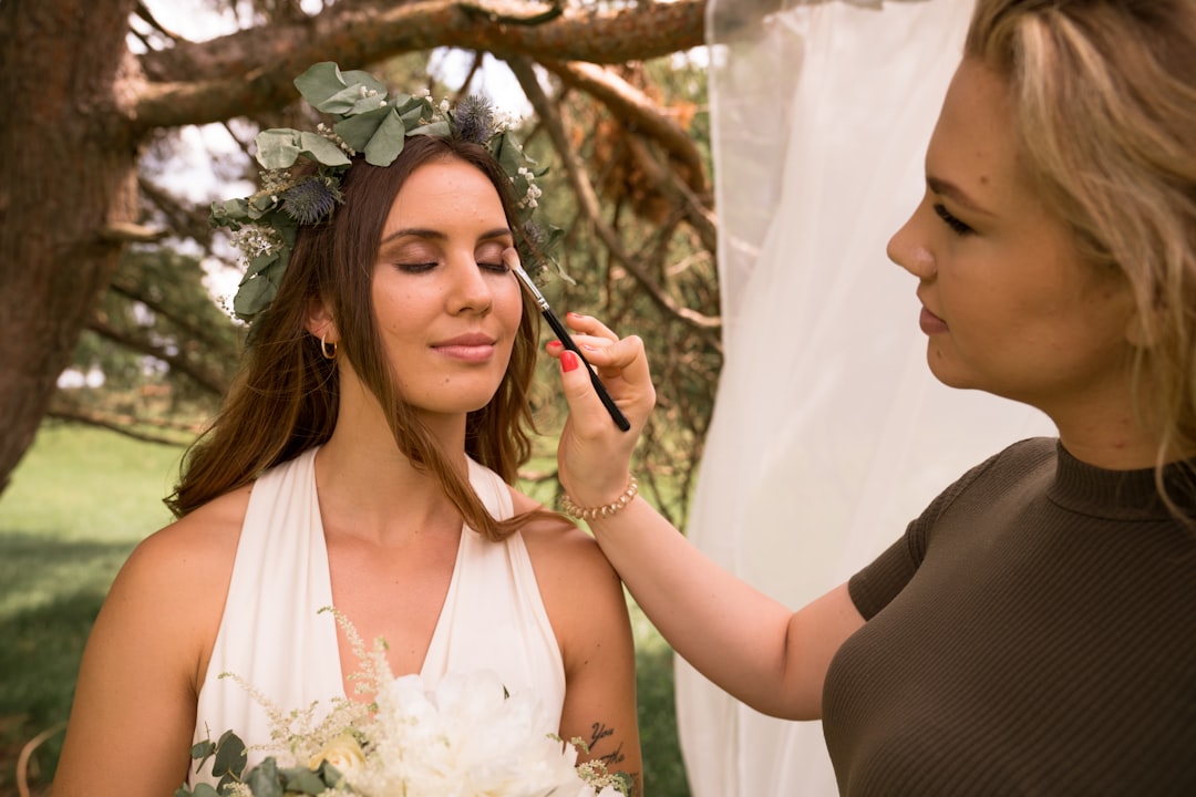 Professional makeup artist at work